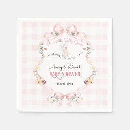 Editable Silly Goose Baby Shower Pink Bow スタンダードカクテルナプキン
