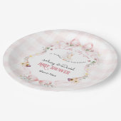 Editable Silly Goose Baby Shower Pink Bow ペーパープレート (アングル)