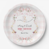 Editable Silly Goose Baby Shower Pink Bow ペーパープレート (正面)