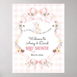 Editable Silly Goose Baby Shower Pink Bow ポスター