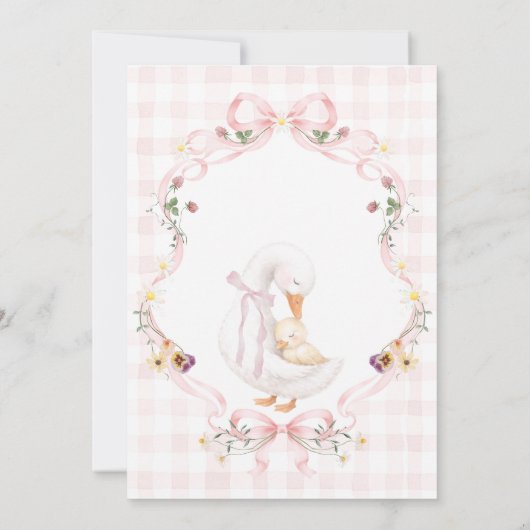 Editable Silly Goose Baby Shower Pink Bow 招待状 (裏面)