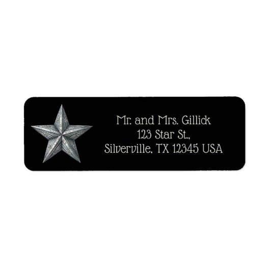 Editable Silver Star Return Address ラベル (正面)