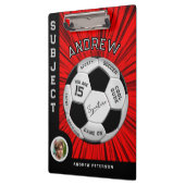 Editable Soccer Ball Modern Red Milestone Birthday クリップボード (左)