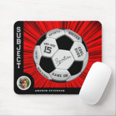 Editable Soccer Ball Modern Red Milestone Birthday マウスパッド (マウス)