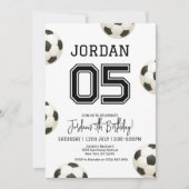 Editable Soccer Birthday Boho Football Soccer Boy 招待状 (正面)