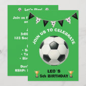 Editable Soccer Birthday Invitation – Boys Footbal 招待状 (正面/裏面)