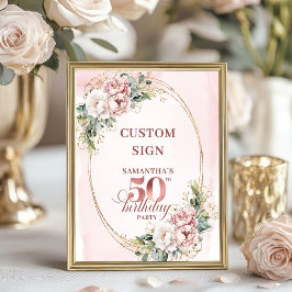 Editable Sophisticated Rose Gold 50th Birthday ポスター