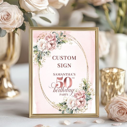 Editable Sophisticated Rose Gold 50th Birthday  ポスター