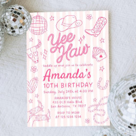 Editable Space Cowgirl Birthday Invitation, Disco  招待状