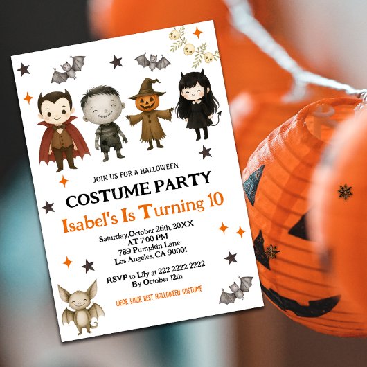 Editable Spooktacular Costume Birthday Halloween  招待状