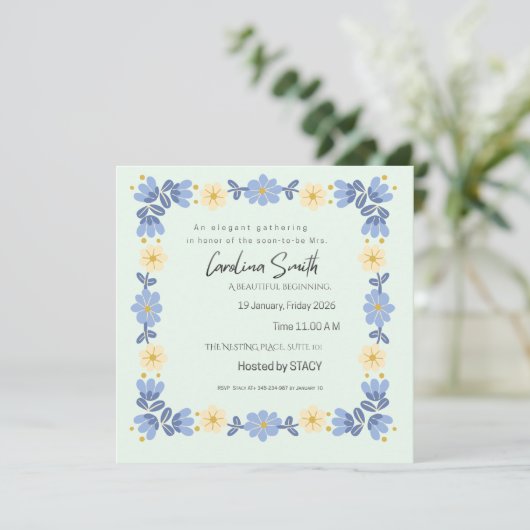 Editable Spring Garden Bride to Be Invite | Custom 招待状 (スタンド正面)