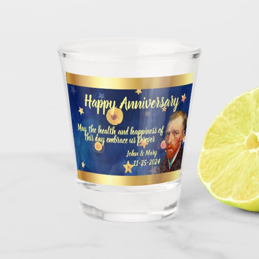 Editable Starry Night Anniversary Glass ショットグラス (正面)