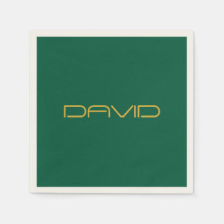 Editable Stylish Text | Gold & Hunter Green スタンダードカクテルナプキン