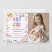 Editable Summer One In The Sun Birthday Photo 招待状 (正面)