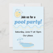 Editable summer pool party invite 招待状 (正面)