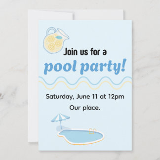 Editable summer pool party invite 招待状