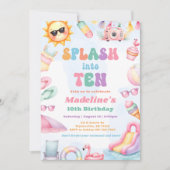 Editable Summer Splash Into Ten Birthday Party  招待状 (正面)
