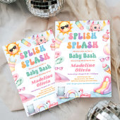 Editable Summer Splish Splash Baby Shower Party  招待状