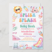 Editable Summer Splish Splash Baby Shower Party 招待状 (正面)