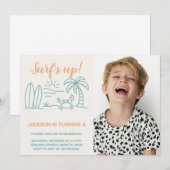 Editable Surf's Up誕生日招待状（写真あり） 招待状 (正面/裏面)