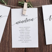 Editable Table Number Nineteen Seating Chart Card 招待状
