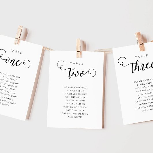 Editable Table Number Seating Chart Card 招待状