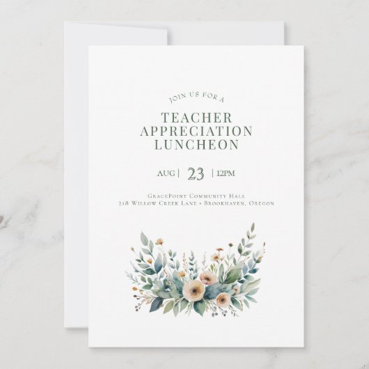 Editable Teacher Event Invitation – Appreciation o 招待状 (正面)
