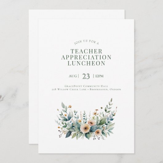 Editable Teacher Event Invitation – Appreciation o 招待状 (正面/裏面)