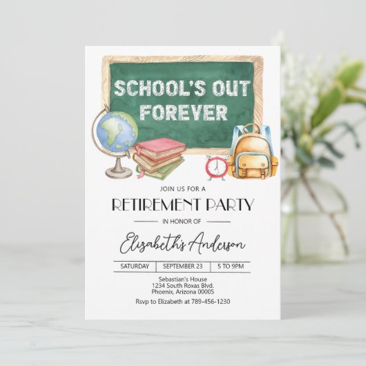 Editable Teacher Retirement Party Invitation (Digi 招待状 (スタンド正面)