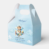 Editable Teddy Bear Aviator Blue Brown Boy Shower  フェイバーボックス (正面サイド)