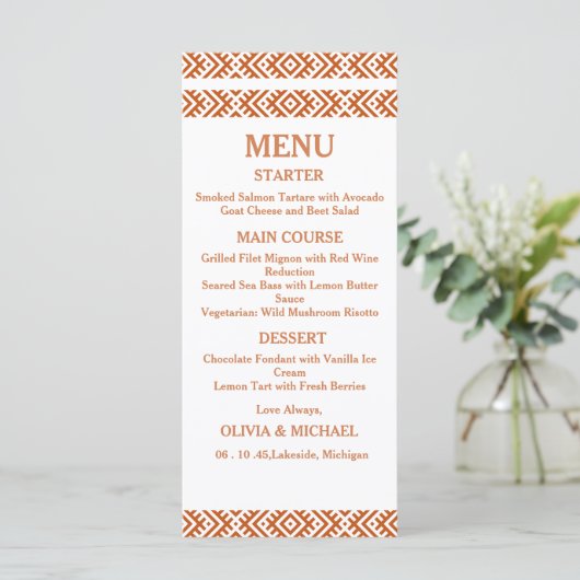 Editable Template African Print Wedding Menu メニュー (スタンド正面)