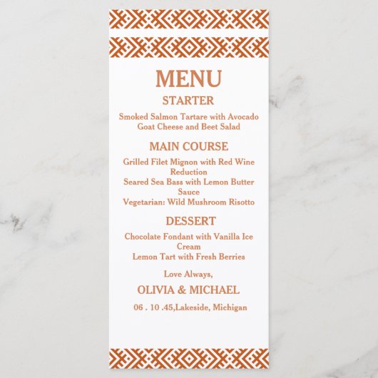 Editable Template African Print Wedding Menu メニュー (正面)