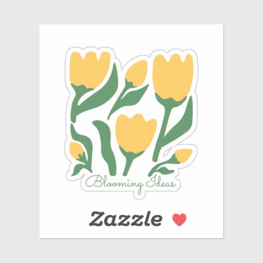 Editable Text Yellow Tulip Minimalist Aesthetic シール (シート)