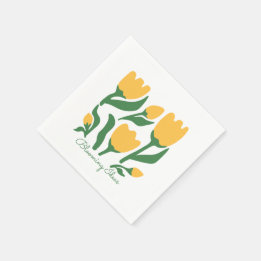 Editable Text Yellow Tulip Minimalist Aesthetic スタンダードカクテルナプキン