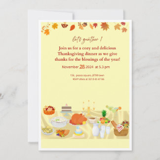 editable thanksgiving dinner invitation card with 招待状