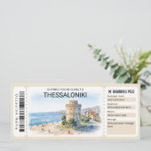 Editable Thessaloniki Trip Boarding Pass Ticket 招待状 (スタンド正面)