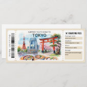 Editable Tokyo Trip Boarding Pass Ticket 招待状 (正面/裏面)