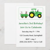 Editable Tractor Farm Party Birthday Invitation 招待状 (正面/裏面)