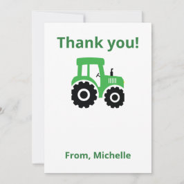 Editable Tractor Thank You Card Kids Birthday 招待状