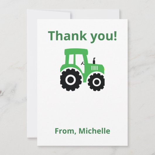 Editable Tractor Thank You Card Kids Birthday 招待状 (正面)