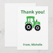 Editable Tractor Thank You Card Kids Birthday 招待状 (正面/裏面)