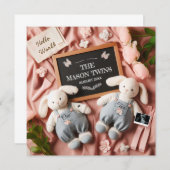 Editable Twin Pregnancy  案内状 (正面/裏面)