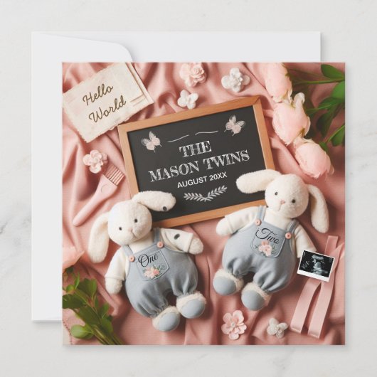 Editable Twin Pregnancy  案内状 (正面)