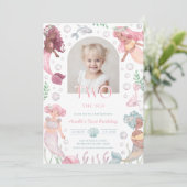 Editable Two The Sea Mermaid Invite Girl Printable 招待状 (スタンド正面)