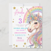 Editable Unicorn Birthday Invitation Magical Paste 招待状 (正面)