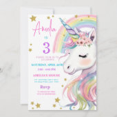 Editable Unicorn Birthday Invitation Magical Paste 招待状 (正面)