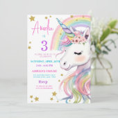 Editable Unicorn Birthday Invitation Magical Paste 招待状 (スタンド正面)