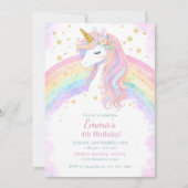 Editable Unicorn Birthday Invitation | Pastel Rain 招待状 (正面)