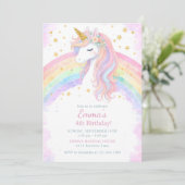 Editable Unicorn Birthday Invitation | Pastel Rain 招待状 (スタンド正面)