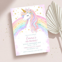 Editable Unicorn Birthday Invitation | Pastel Rain 招待状